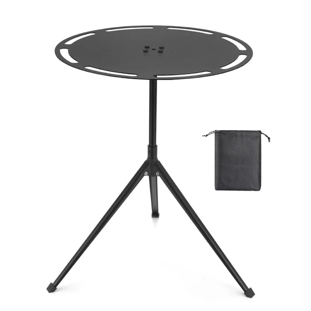 Round Aluminum Alloy Camping Table with Tripod and Storage Bag