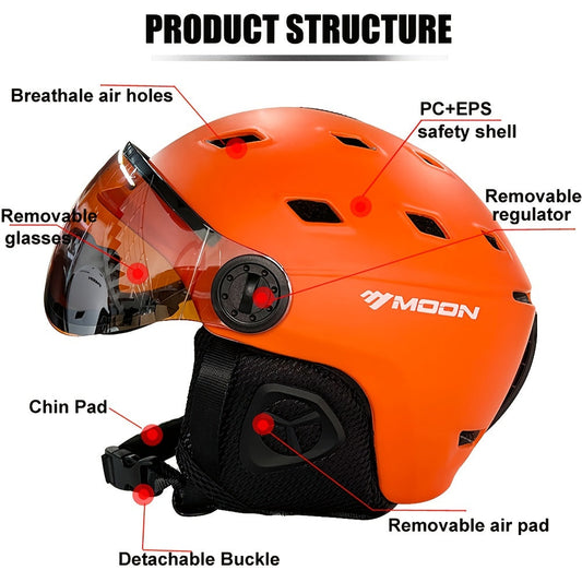 Ski Helmet with Goggles and PC+EPS Snow Gear